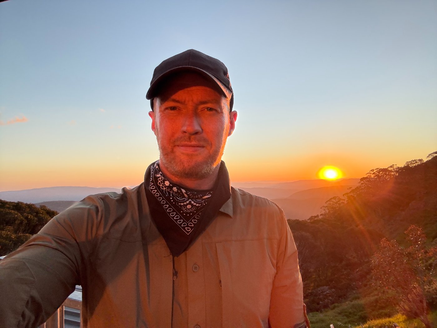 Mountain sunset on a solo ride