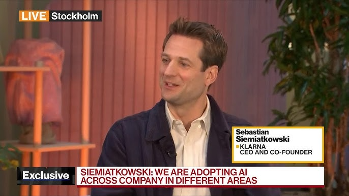 Klarna CEO Sebastian Siemiatkowski discussing the company's AI adoption on live television