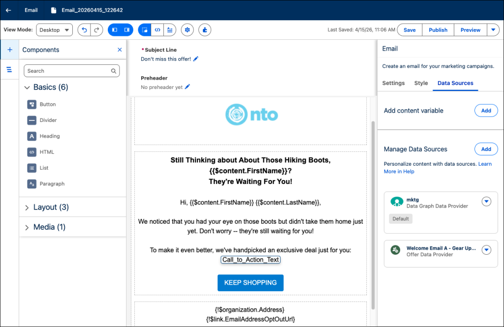 Marketing Cloud Next — E-commerce triggers and dynamic offers loop